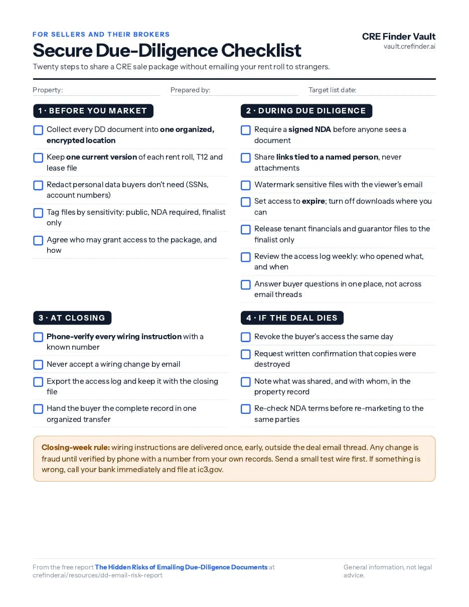Preview of the one-page Secure Due-Diligence Checklist